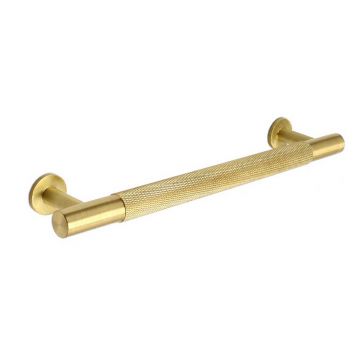 K-T Knurled Cabinet Pull Handle 158 mm Satin Brass Lacquered