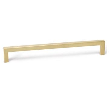 Square Pull Handle 8 x 136 mm Satin Brass Lacquered