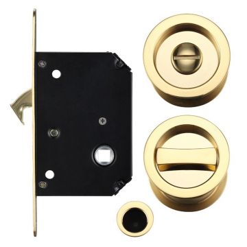 Inset Privacy Turn & Release with Lock for 35-45 mm Door (Polished Brass Lacquered)