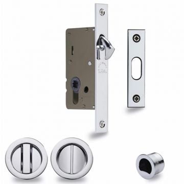 Inset Privacy Turn &amp; Release with Lock for 35-52 mm Door (Polished Chrome Plate)