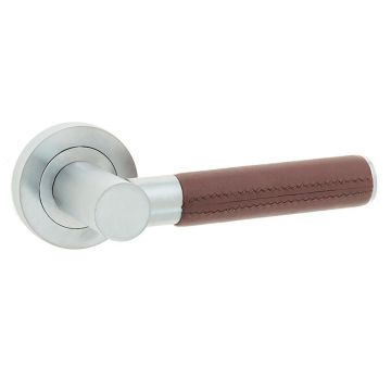 Lever Handle with Leather Grip Satin Chrome Plate