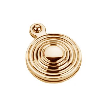 Round Covered Reeded 32 mm Escutcheon Polished Brass Lacquered