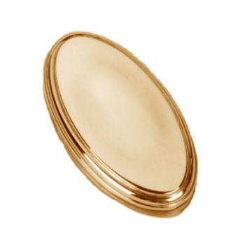 Oval Covered Stepped Edge Escutcheon 44 mm Polished Brass Lacquered