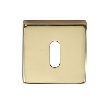 Square Keyhole Escutcheon Polished Brass Lacquered