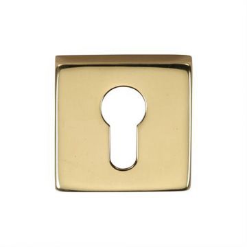 Square Euro Profile Escutcheon Polished Brass Lacquered