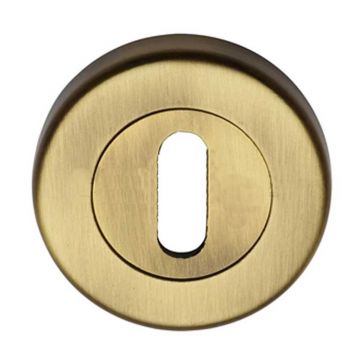 Round Keyhole Profile Escutcheon 53 mm Brushed Antique Brass Lacquered