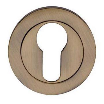 Round Euro Profile Escutcheon 53 mm Brushed Antique Brass Lacquered