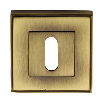 Square Keyhole Profile Escutcheon Brushed Antique Brass Lacquered
