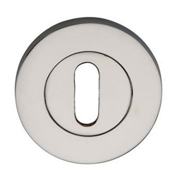 Square Edge Round Keyhole Profile Escutcheon 53 mm  Polished Nickel Plate