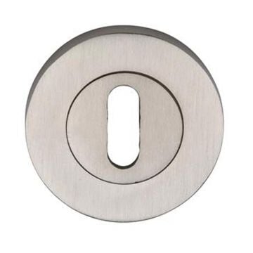 Square Edge Round Keyhole Profile Escutcheon 53 mm  Satin Nickel Plate