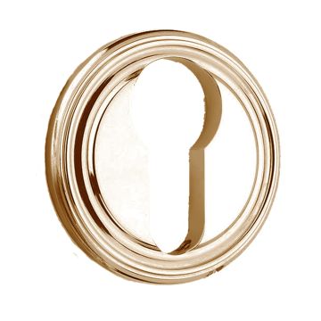 Select Euro 44 mm Raised Ring Escutcheon  Polished Brass Lacquered