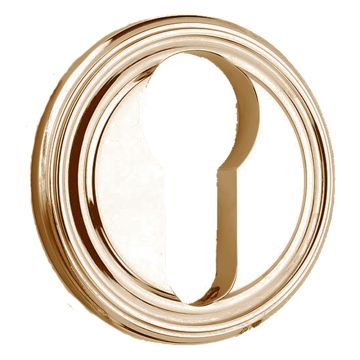 Select Euro 54 mm Raised Ring Escutcheon Polished Brass Lacquered