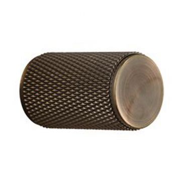 K-T Knurled Cabinet Knob 18 mm Antique Brass Lacquered