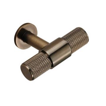 K-T Knurled T-Bar Cabinet Pull 50 mm Antique Brass Lacquered