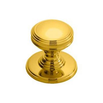 Ringed Cupboard Knob 25 mm Polished Brass Lacquered