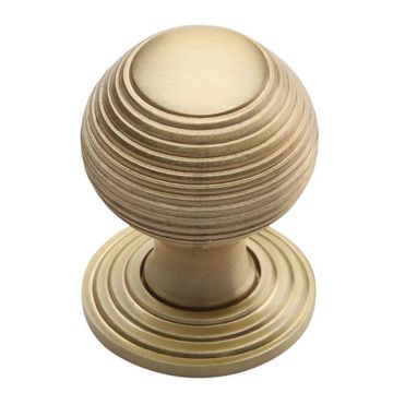 Reeded Cupboard Knob 32 mm Satin Brass Lacquered