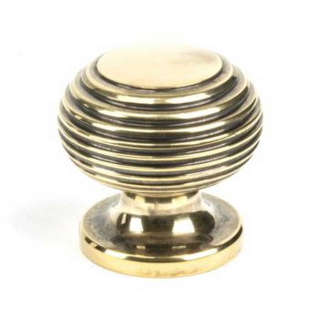 Beehive Cupboard Knob 30 mm Aged Brass Unlacquered