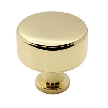 Arek Plain Cupboard Knob 29 mm Polished Brass Lacquered