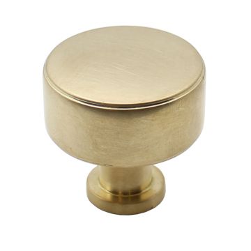 Arek Plain Cupboard Knob 29 mm Satin Brass Unlacquered