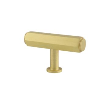 Hex T-Bar Pull Handle 55mm Satin Brass Lacquered