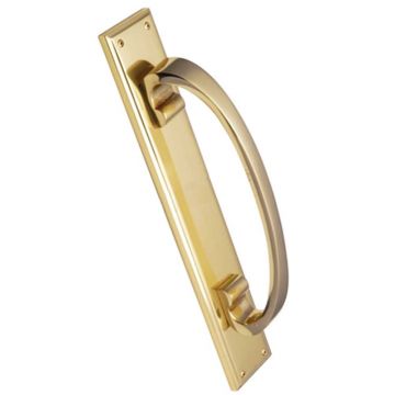 Pull Handle on Plate 460 x 76 mm Polished Brass Lacquered