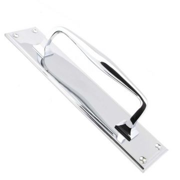 Pull Handle 212 mm on Backplate 300 mm Face Fix Polished Chrome Plate