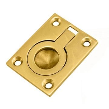 Flush Ring Pull 38 x 50 mm Polished Brass Lacquered