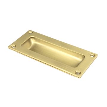 Period Flush Pull Handle 102 x 45 mm Aged Brass Unlacquered