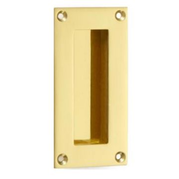 Flush Pull Handle 100 x 50mm Polished Brass Lacquered