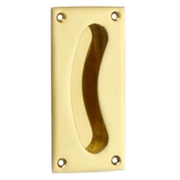 Kidney Flush Pull 102 x 51mm  Polished Brass Unlacquered