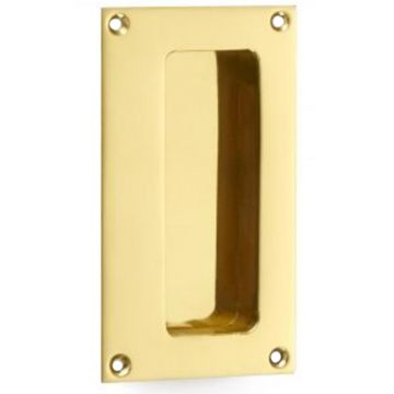 Flush Pull Handle 114 x 64mm Polished Brass Lacquered