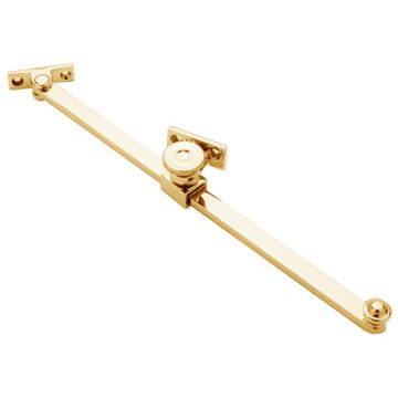 Inward Opening Sliding Window Stay 254 mm Polished Brass Lacquered