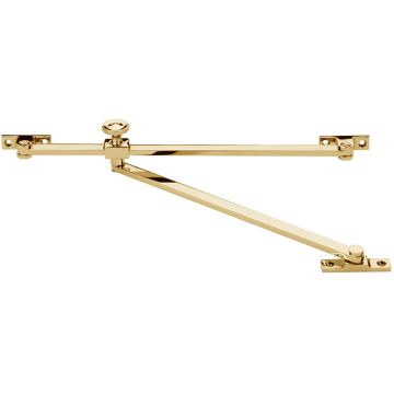 Double Arm Outward Opening Sliding Window Stay 270 mm Polished Brass Lacquered