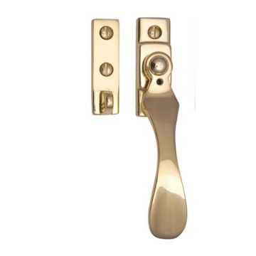 Spoon Design Wedge Plate Locking Window Fastener Weatherseal Variant Polished Brass Lacquered