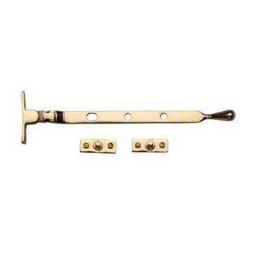 Pear Casement Window Stay 203 mm Polished Brass Lacquered
