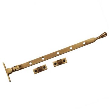 Pear Casement Stay 305 mm Brushed Antique Brass Lacquered