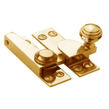 Reeded Arm Sash Window Fastener 70 mm Polished Brass Lacquered