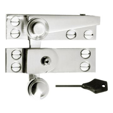 Lockable Reeded Arm Sash Window Fastener 70 mm Polished Chrome Plate
