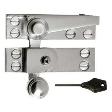 Lockable Reeded Arm Sash Window Fastener 70 mm Satin Chrome Plate