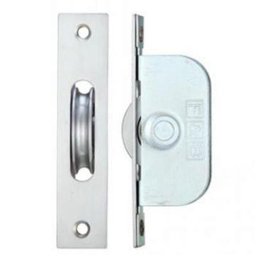 Axle Bearing Sash Pulley with Brass Wheel & Square Faceplate Satin Chrome Plate