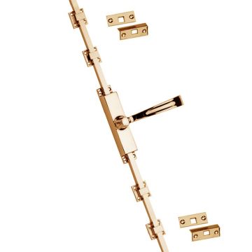 Espagnolette Bolt 2134 mm with Handle Narrow Style Polished Brass Lacquered