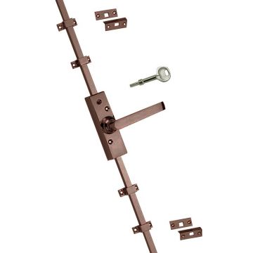 Espagnolette Bolt 2134 mm with Lever and Locking Mechanism Imitation Bronze Unlacquered