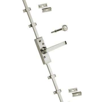 Espagnolette Bolt 2134 mm with Lever and Locking Mechanism Satin Nickel Plate