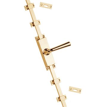 Espagnolette Bolt 2134 mm with Lever Handle Polished Brass Lacquered