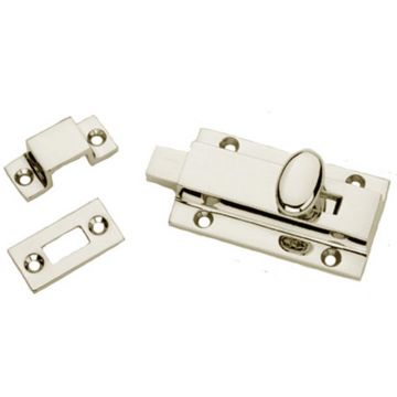 Surface Bolt 75 x 40 mm Polished Nickel Plate