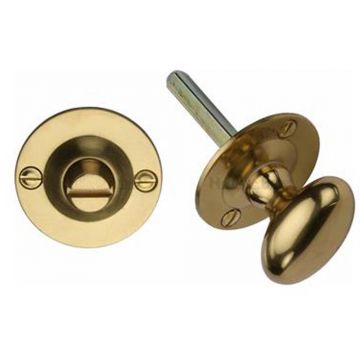 Oval Privacy Turn & 32 mm Release Set Polished Brass Lacquered