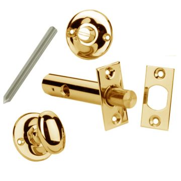 Privacy Bolt Set 60 mm Polished Brass Lacquered