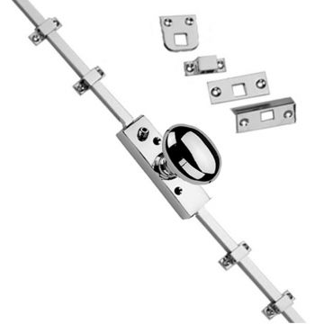 Espagnolette Bolt 2134 mm with Knob and Locking Mechanism Polished Chrome Plate