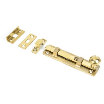Universal Surface Bolt 100 mm Polished Brass Unlacquered