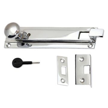Swan Necked Locking Surface Mounted Bolt 152 mm with Keeps (Polished Chrome Plate)